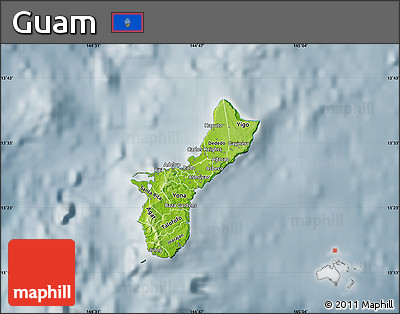 Physical Map of Guam, semi-desaturated
