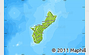 Physical Map of Guam, single color outside, bathymetry sea
