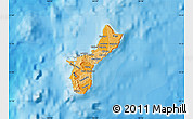 Political Shades Map of Guam, shaded relief outside, bathymetry sea