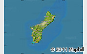 Satellite Map of Guam, darken, semi-desaturated, land only