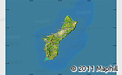 Satellite Map of Guam, lighten, semi-desaturated, land only