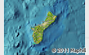 Satellite Map of Guam, political shades outside, satellite sea