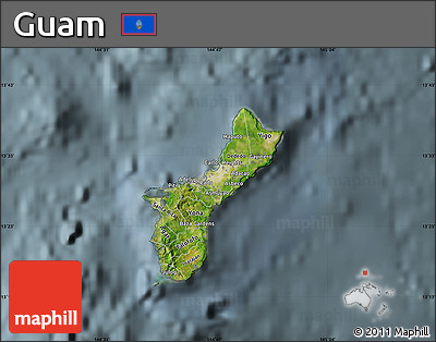 Satellite Map of Guam, semi-desaturated