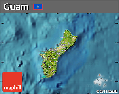 Satellite Map of Guam, shaded relief outside, satellite sea
