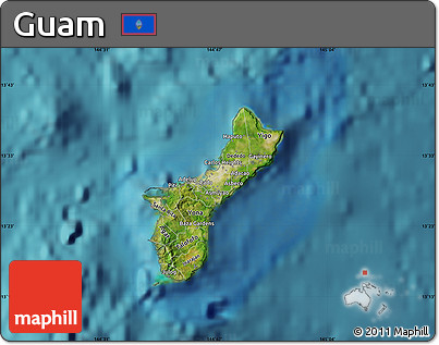 Satellite Map of Guam, single color outside