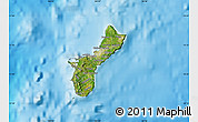 Satellite Map of Guam, single color outside, shaded relief sea