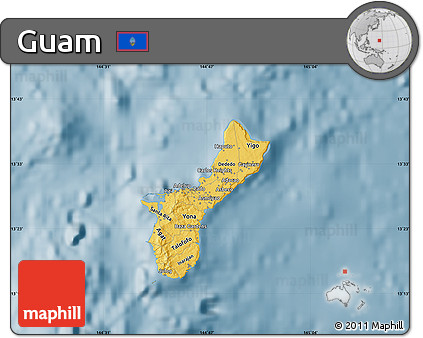 Savanna Style Map of Guam, single color outside