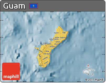 Savanna Style Map of Guam, single color outside