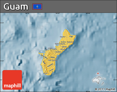 Savanna Style Map of Guam, single color outside