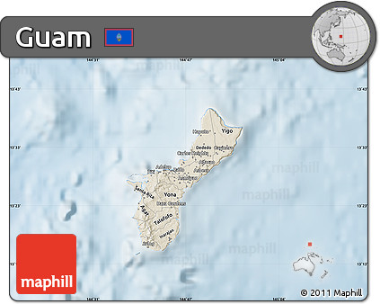 Shaded Relief Map of Guam, lighten