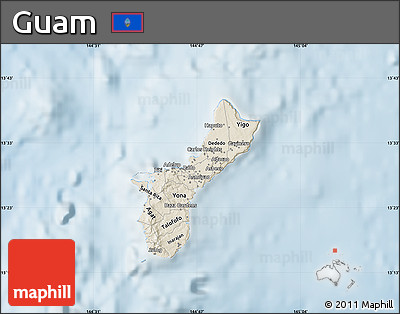 Shaded Relief Map of Guam, lighten
