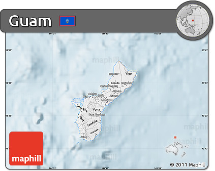 Silver Style Map of Guam, single color outside