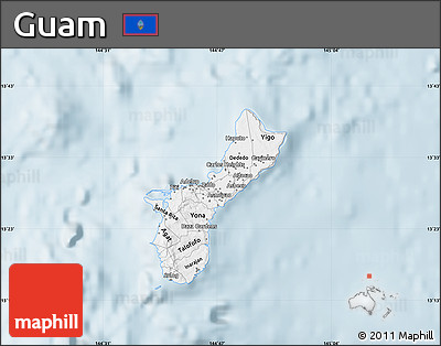 Silver Style Map of Guam, single color outside