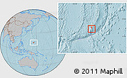 Gray Location Map of Merizo, highlighted country, within the entire country, hill shading