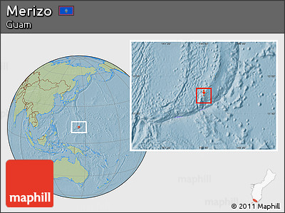 Savanna Style Location Map of Merizo, hill shading