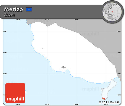 Gray Simple Map of Merizo, single color outside