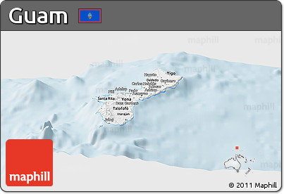 Classic Style Panoramic Map of Guam, single color outside