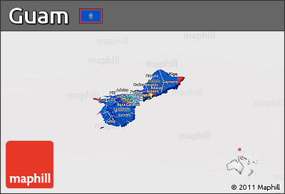 Flag Panoramic Map of Guam, flag aligned to the middle