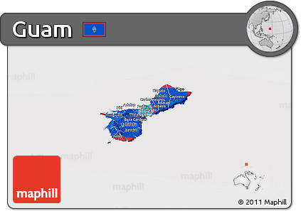 Flag Panoramic Map of Guam