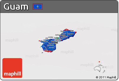 Flag Panoramic Map of Guam
