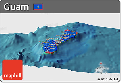 Flag Panoramic Map of Guam, satellite outside