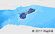 Flag Panoramic Map of Guam, single color outside, bathymetry sea