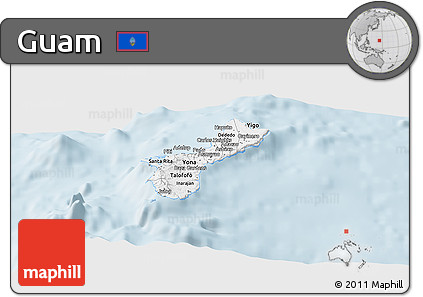 Gray Panoramic Map of Guam