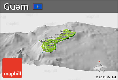Physical Panoramic Map of Guam, desaturated