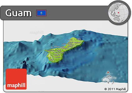 Physical Panoramic Map of Guam, satellite outside