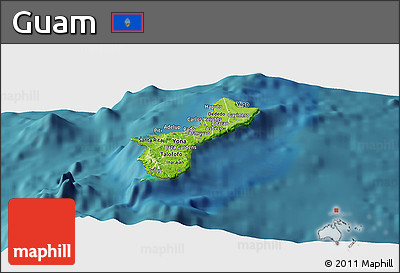 Physical Panoramic Map of Guam, satellite outside