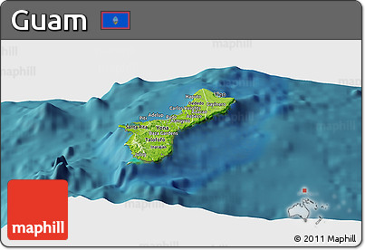 Physical Panoramic Map of Guam, satellite outside