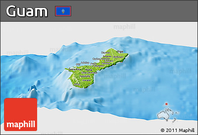 Physical Panoramic Map of Guam, shaded relief outside