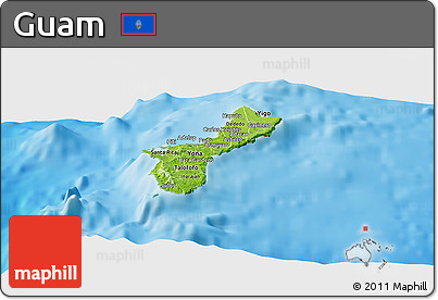 Physical Panoramic Map of Guam, shaded relief outside