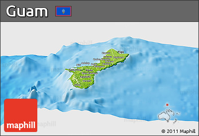 Physical Panoramic Map of Guam, single color outside