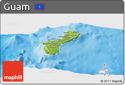 Physical Panoramic Map of Guam, single color outside