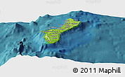 Physical Panoramic Map of Guam, single color outside, satellite sea