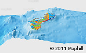 Political Panoramic Map of Guam, shaded relief outside