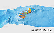 Political Panoramic Map of Guam, single color outside