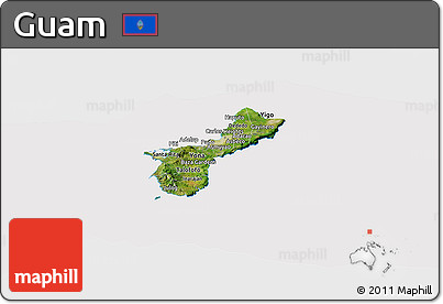 Satellite Panoramic Map of Guam, cropped outside