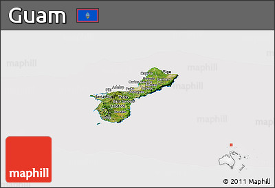 Satellite Panoramic Map of Guam, cropped outside