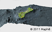Satellite Panoramic Map of Guam, darken, semi-desaturated