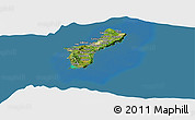 Satellite Panoramic Map of Guam, lighten, desaturated, land only