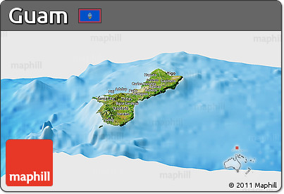 Satellite Panoramic Map of Guam, physical outside