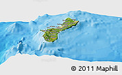 Satellite Panoramic Map of Guam, political shades outside