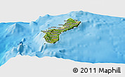 Satellite Panoramic Map of Guam, shaded relief outside