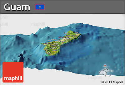 Satellite Panoramic Map of Guam, single color outside