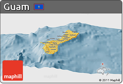 Savanna Style Panoramic Map of Guam, single color outside