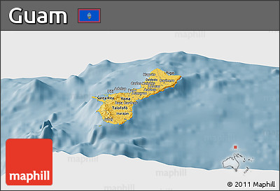 Savanna Style Panoramic Map of Guam, single color outside