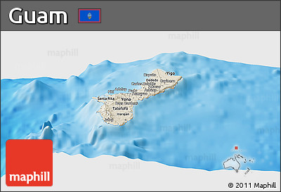 Shaded Relief Panoramic Map of Guam
