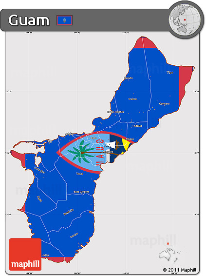 Flag Simple Map of Guam, flag rotated